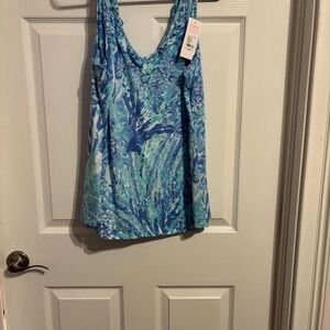 Lilly Pulitzer Aqua and White Floral Top